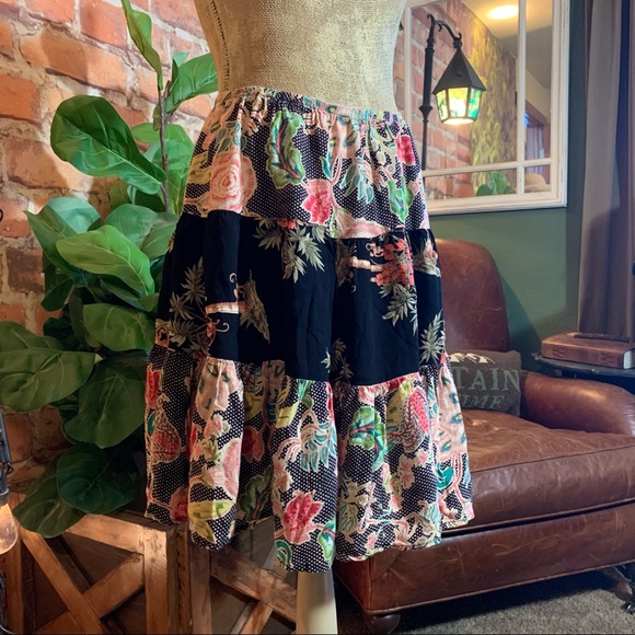 Joan & Lucy Ruffle Skirt Floral Monkey Exotic Flowers Dots S Small Tiered - Picture 1 of 16